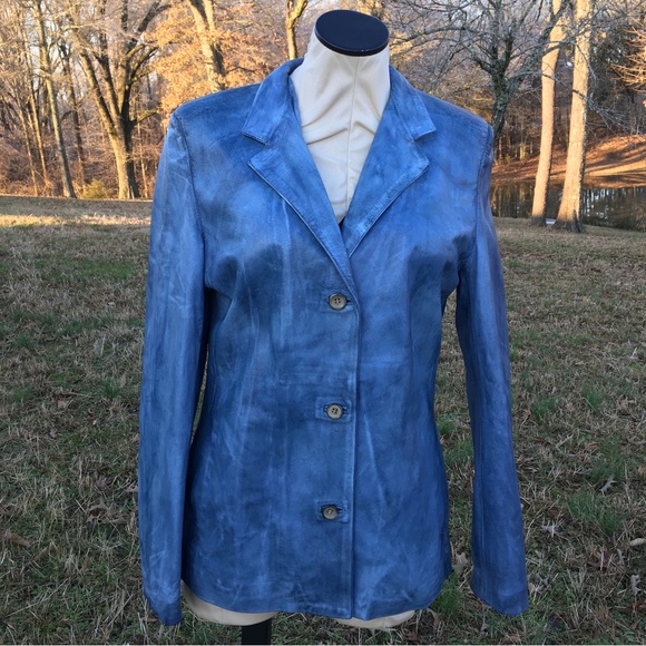 NDS Vera Pelle Womens Leather Jacket Distressed Vibe HOLIDAY POP OF COLOR… - Picture 9 of 9